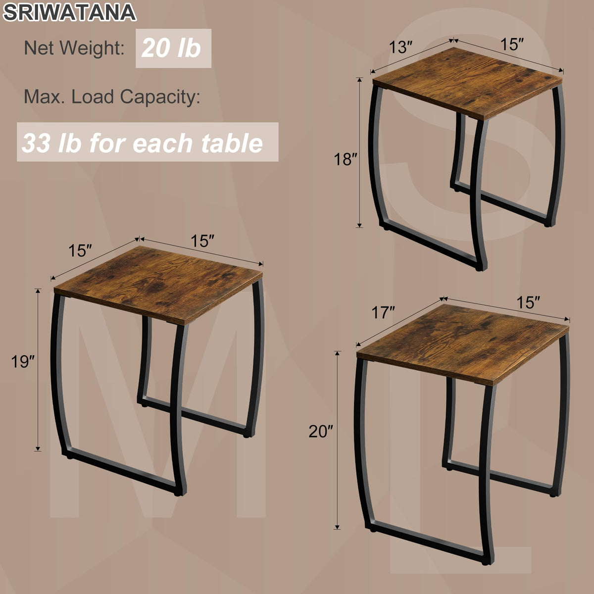 Rustic Nesting Tables Set of 3