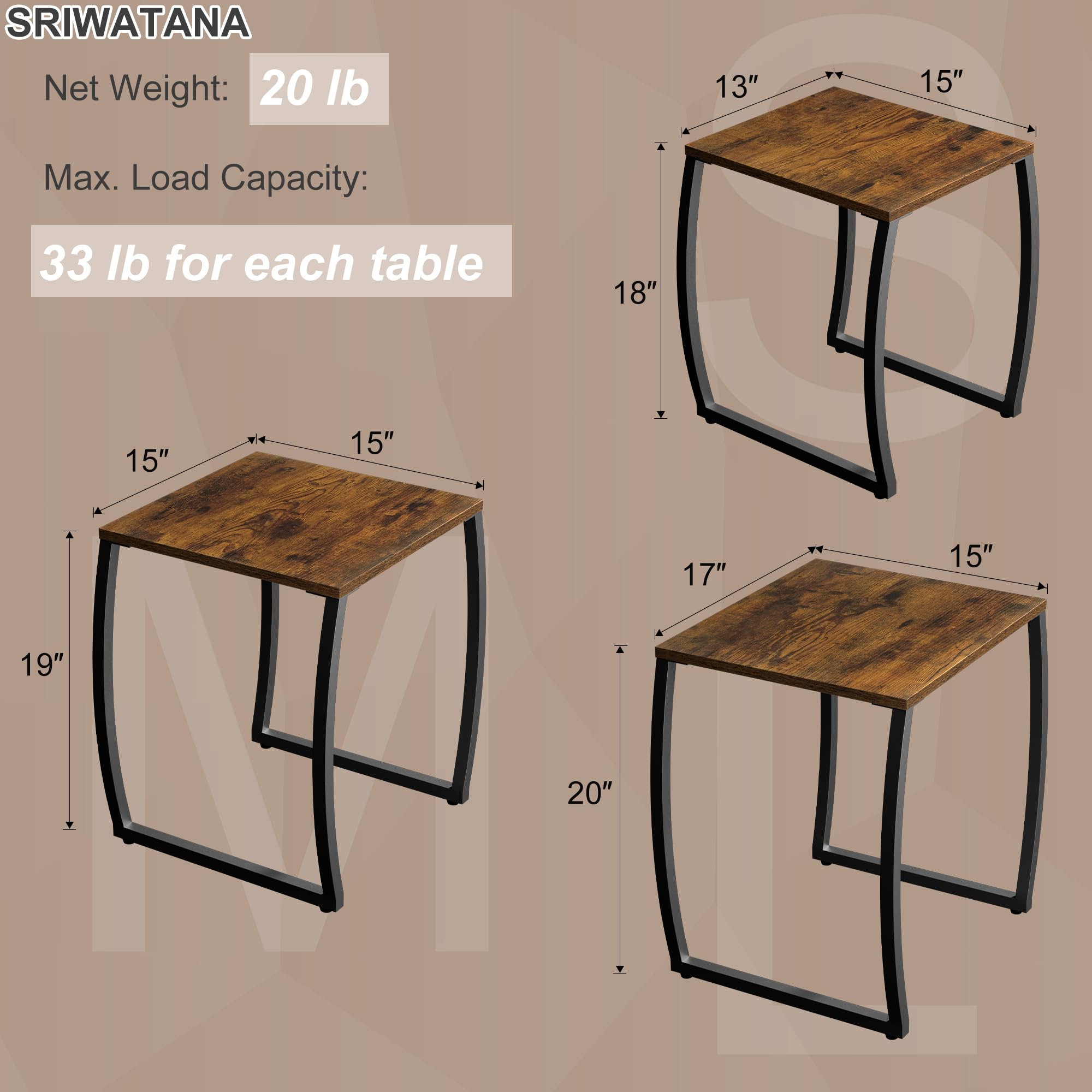 Nesting Side Tables Set of 3