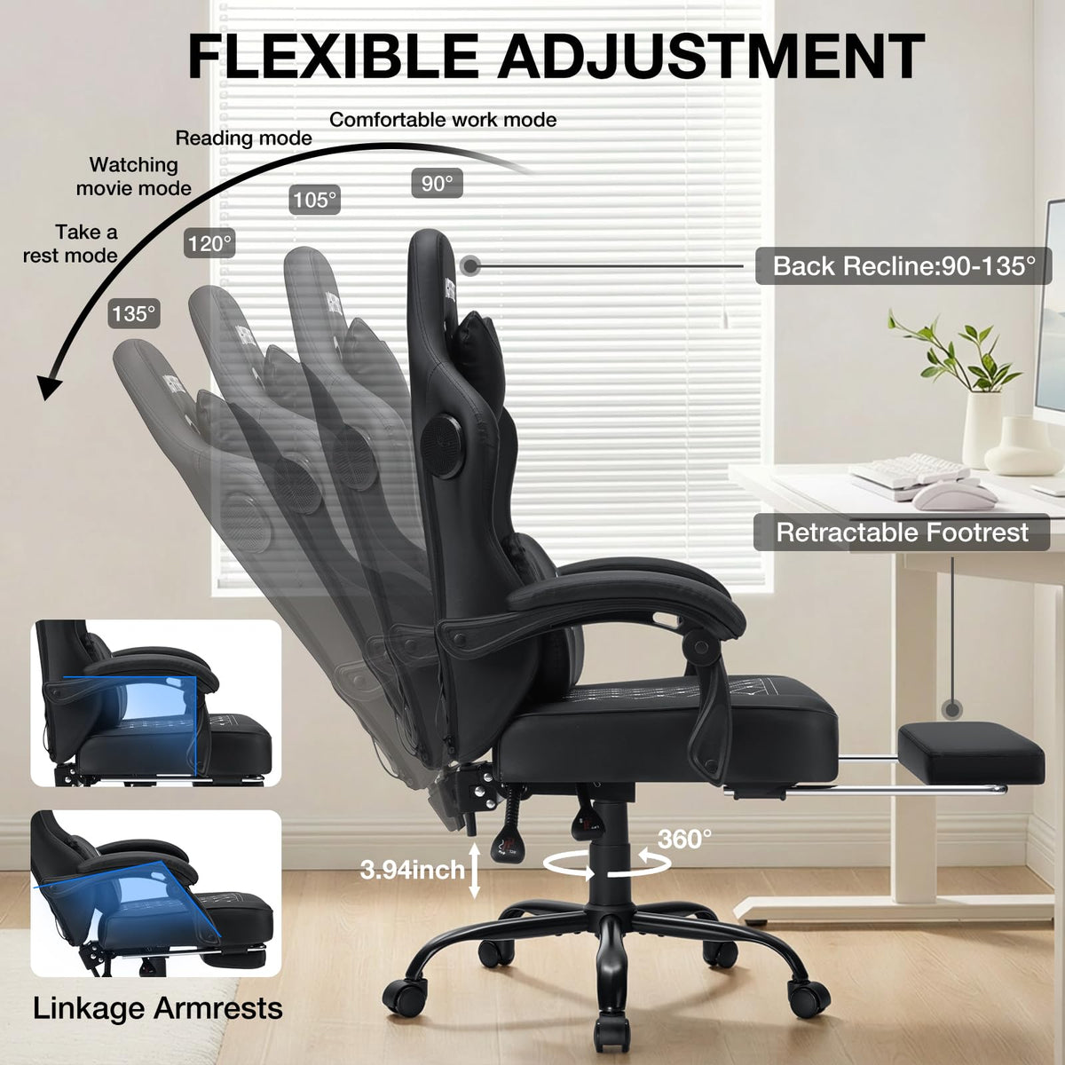 Massage Gaming Chair with Speakers