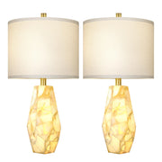 Scenekoy 23" Alabaster Living Room Table Lamp Set of 2 with Night Light, Rotary Switch, Modern Table Lamps with Linen Shade for Bedroom, Living Room, Bedside, Nightstand (Bulb Included)