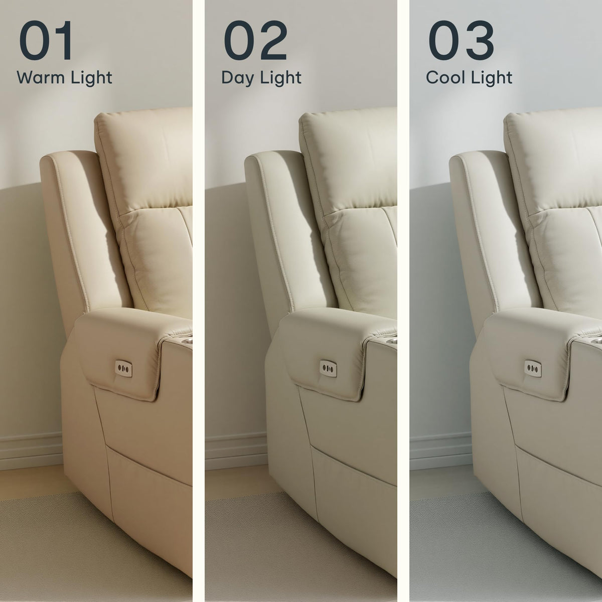 FLEXISPOT Truffle Top Grain Leather Power Wall Hugger Recliner, Beige