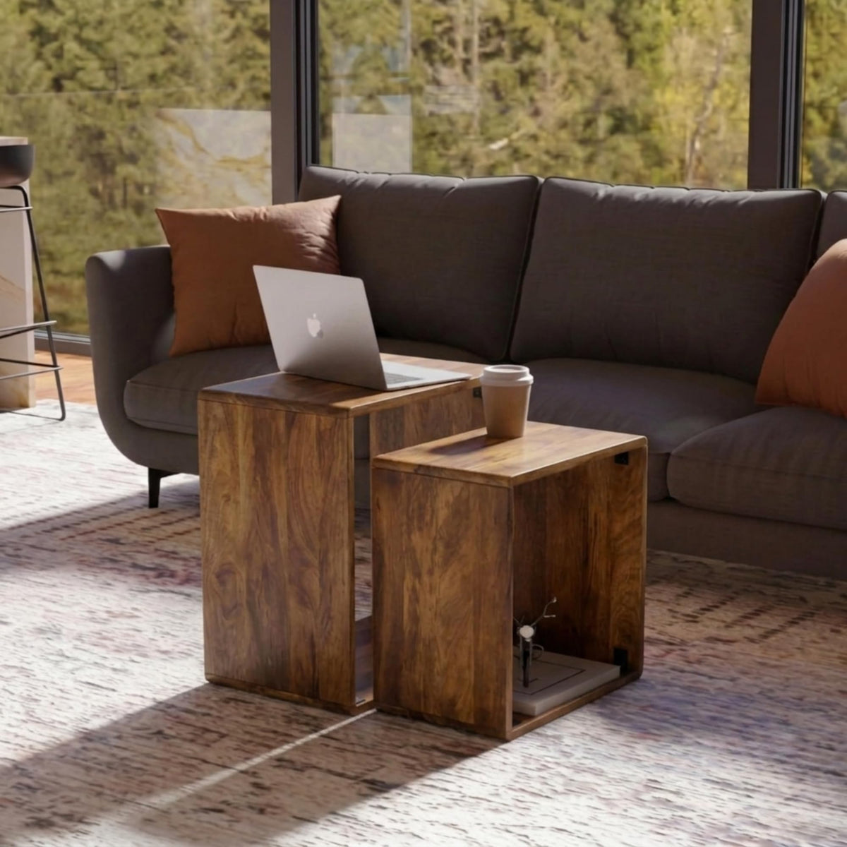 Solid Wood Nesting Tables, Set of 2