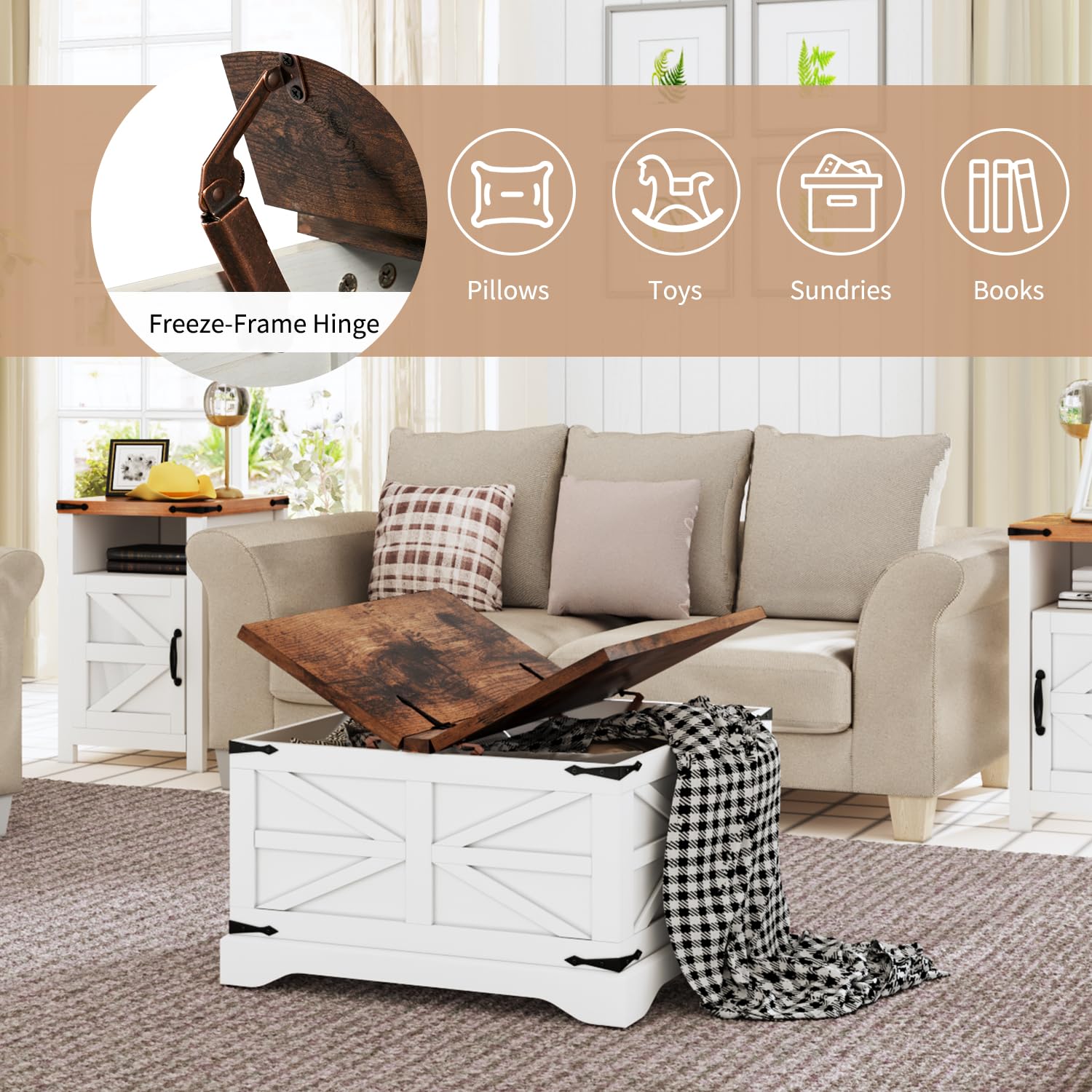 3-Piece Farmhouse Coffee & Side Table Set with Storage