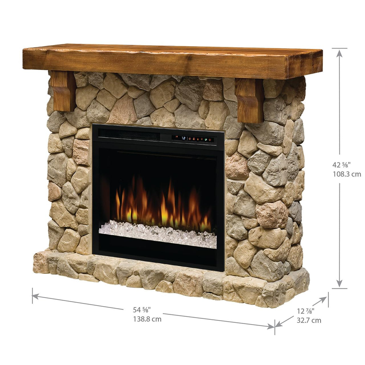 Rustic Stone-Look Electric Fireplace