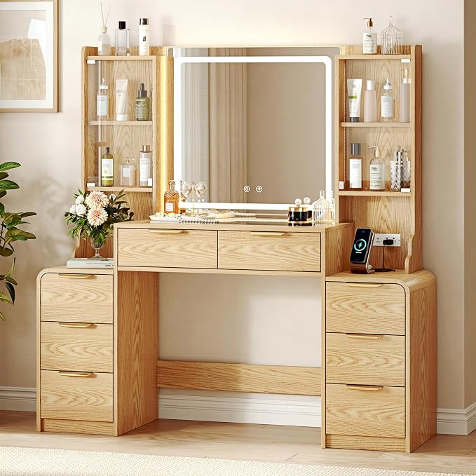 LED Makeup Vanity with 8 Drawers