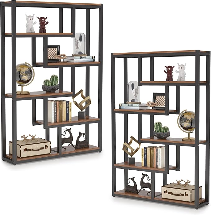 6-Tier Industrial Bookshelf