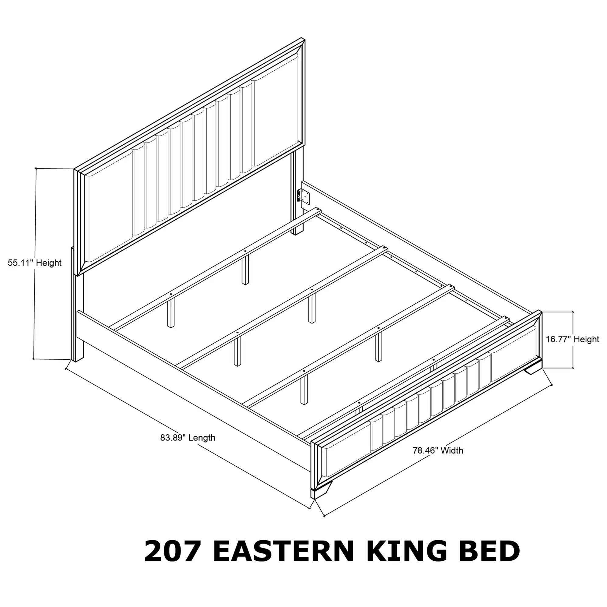 6-Piece Walnut Bedroom Set with Upholstered Bed Frame