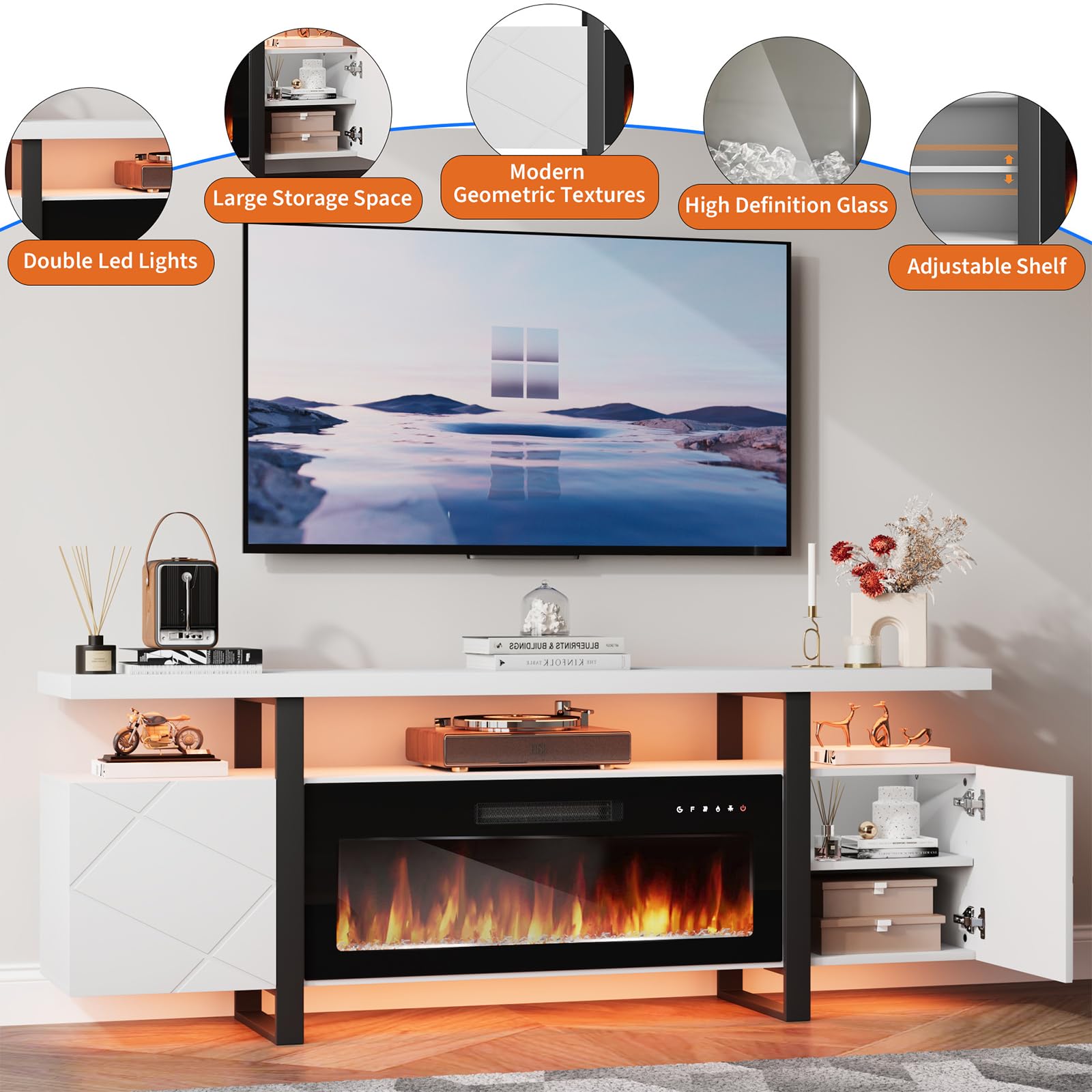 Fireplace TV Stand with 36" Electric Fireplace