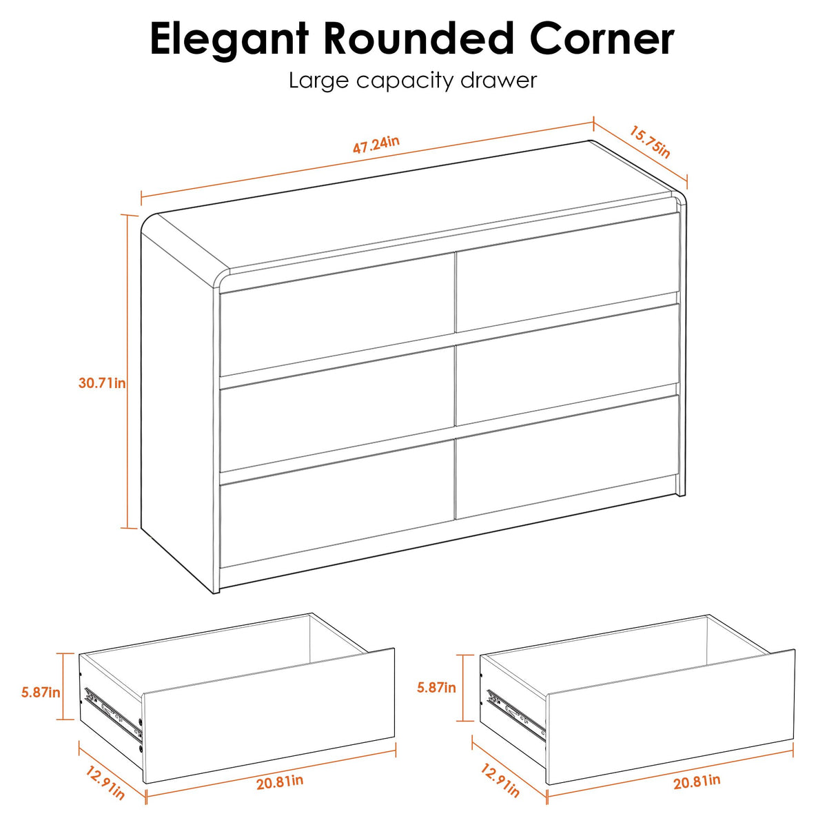 Walnut Soft-Close Dresser