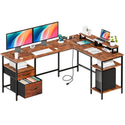 Reversible L-Shaped Desk with Power Outlets