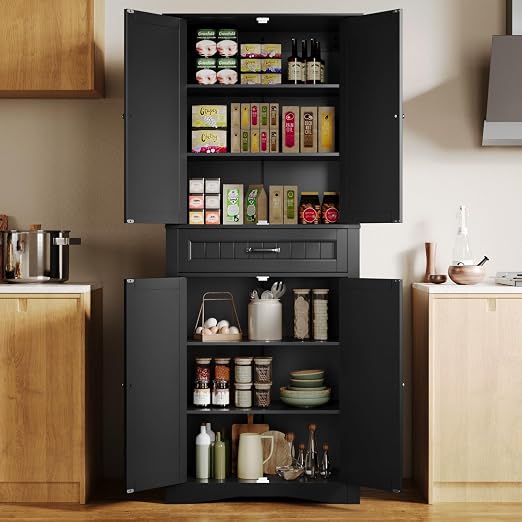 71" Kitchen Pantry Storage Cabinet with Drawer & Adjustable Shelves