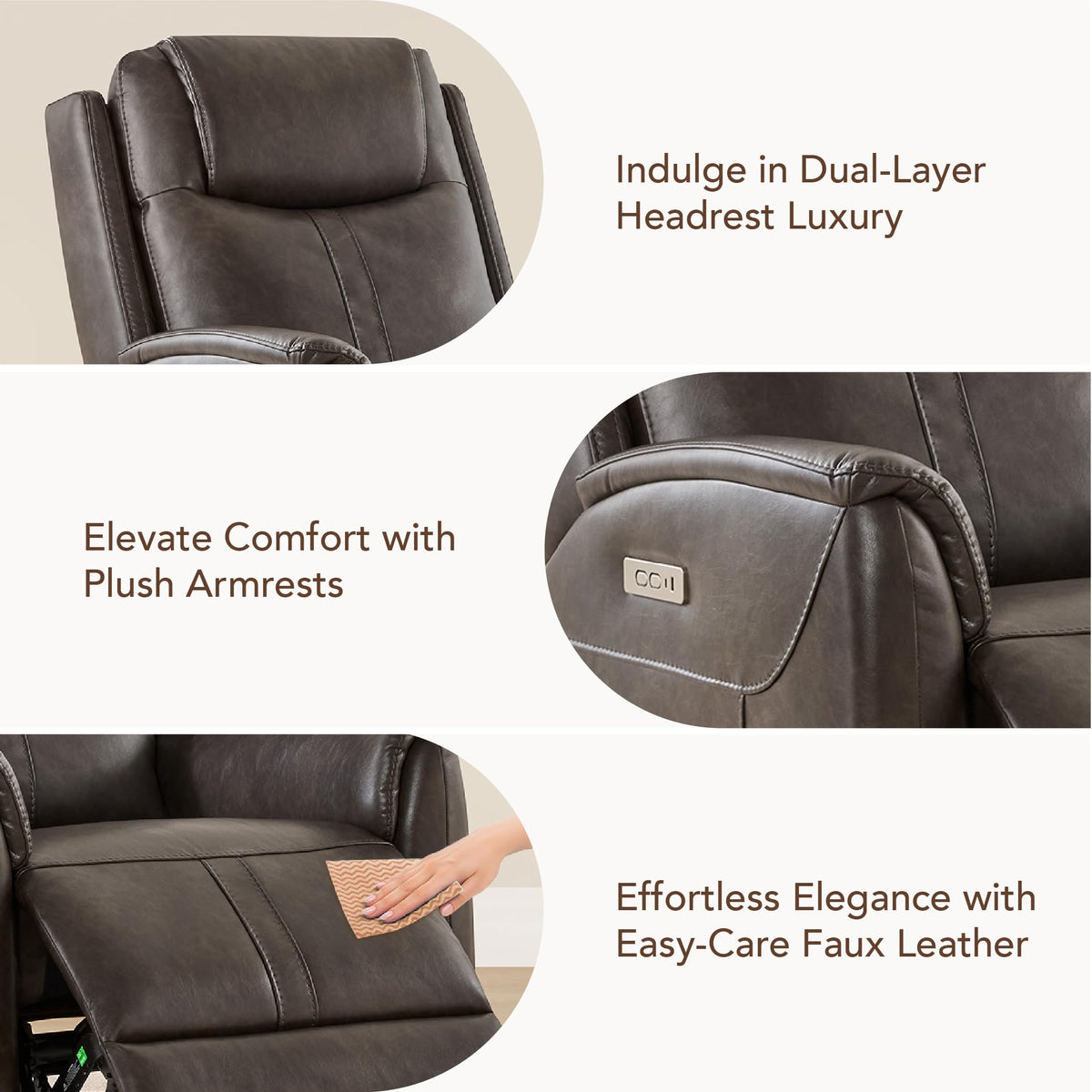 CHITA Faux Leather Power Recliner Chair, Super Zero Gravity, Chocolate