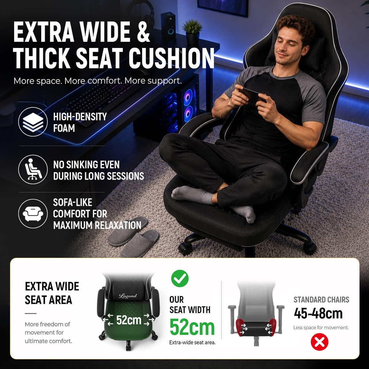 Gaming Chair for Adults with Footrest, Upgraded Ergonomic Chair, 330 lb