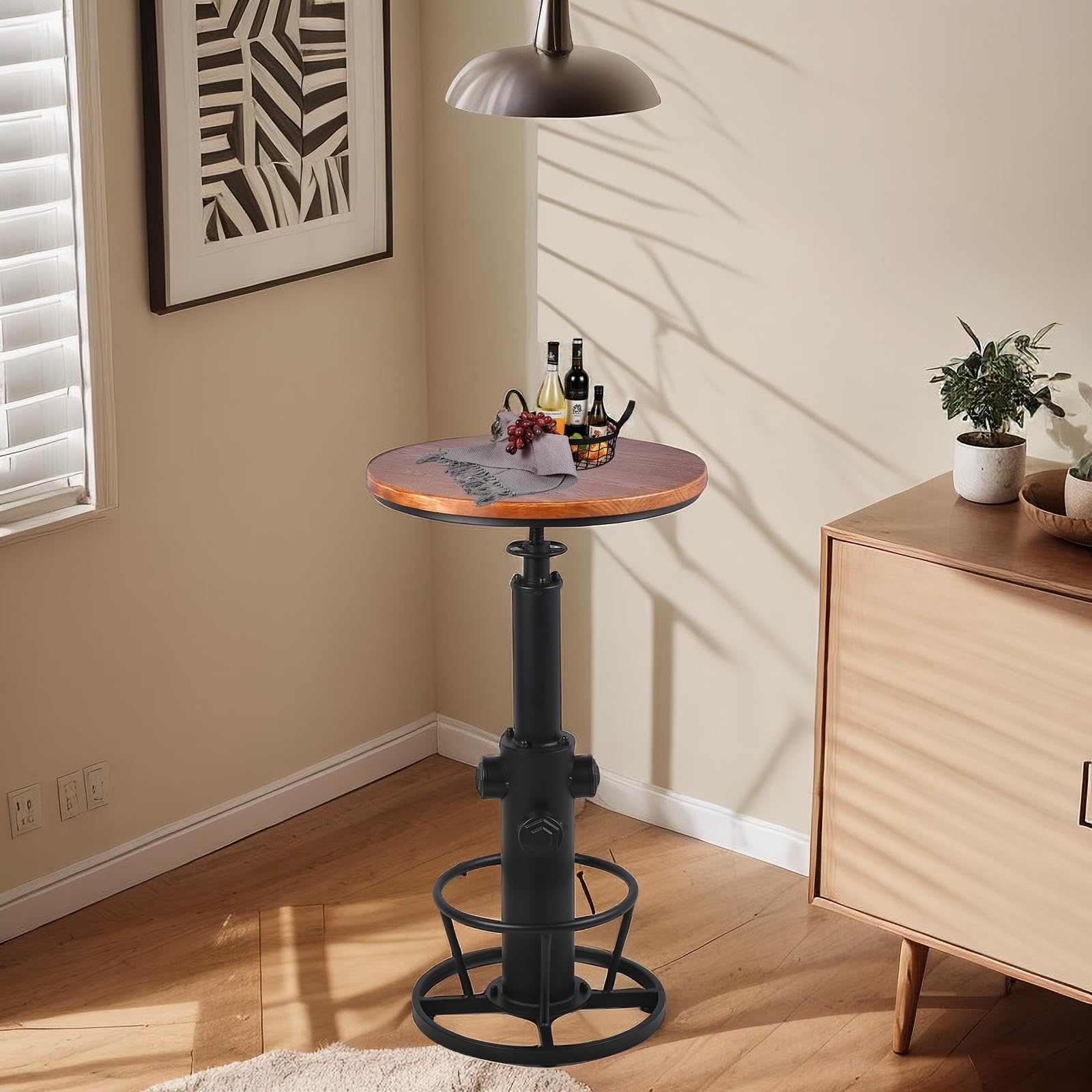 3-Piece Bar Table Set with Adjustable Swivel Stools