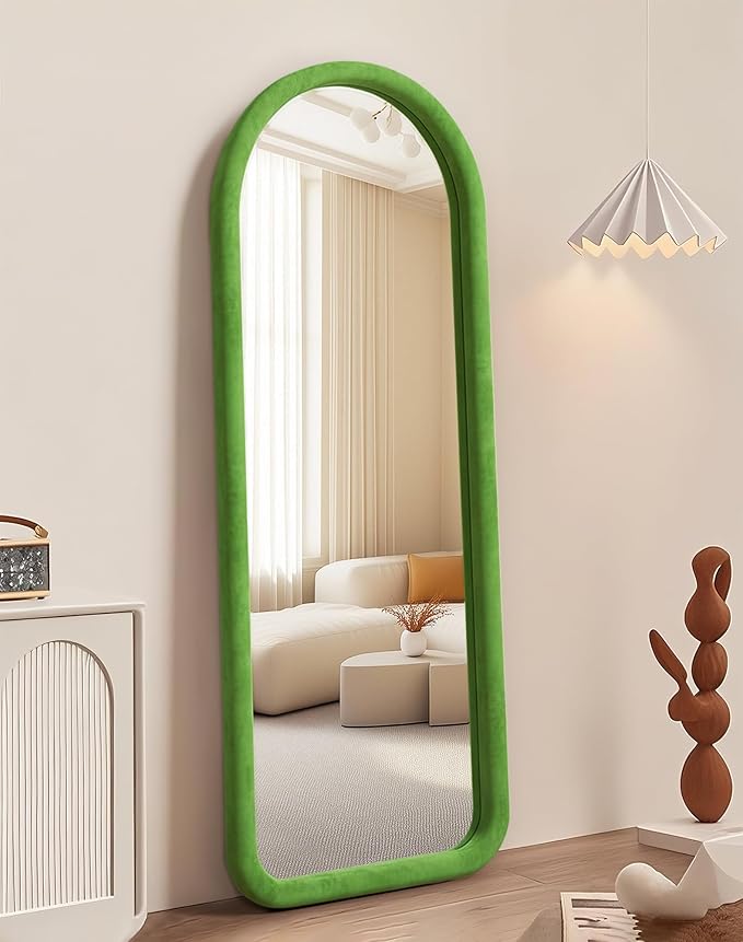 Arched Full Length Mirror with Velvet Frame