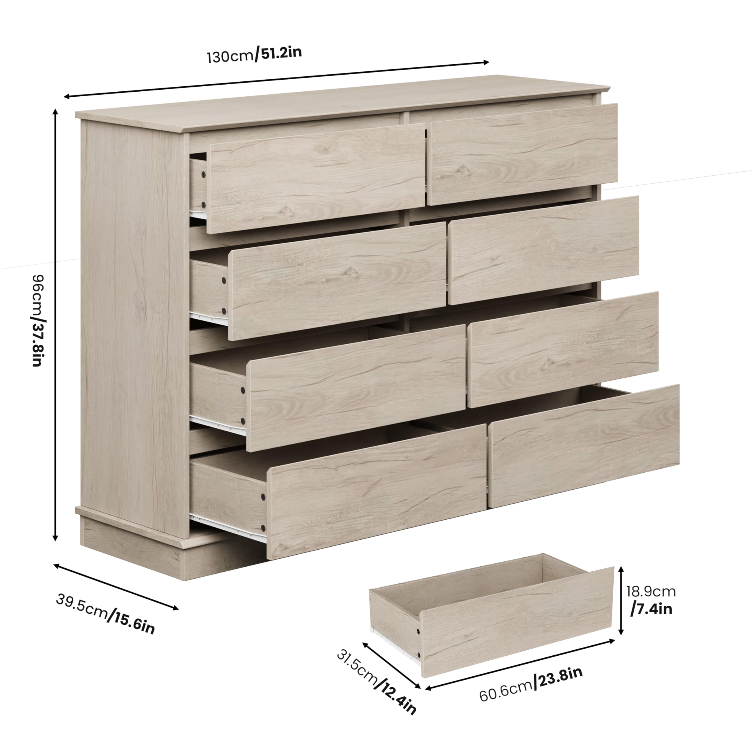 8-Drawer Dresser with Top Surface