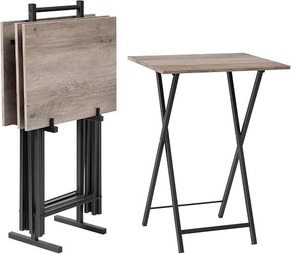 Folding TV Tray Set with Storage Rack