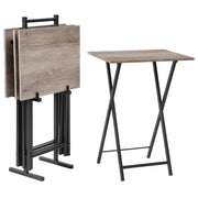 Folding TV Tray Tables Set of 4 with Storage Rack