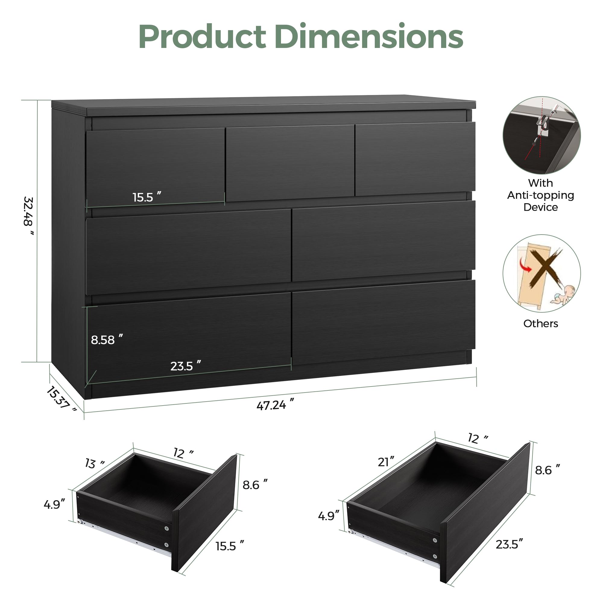 7-Drawer Wood Dresser