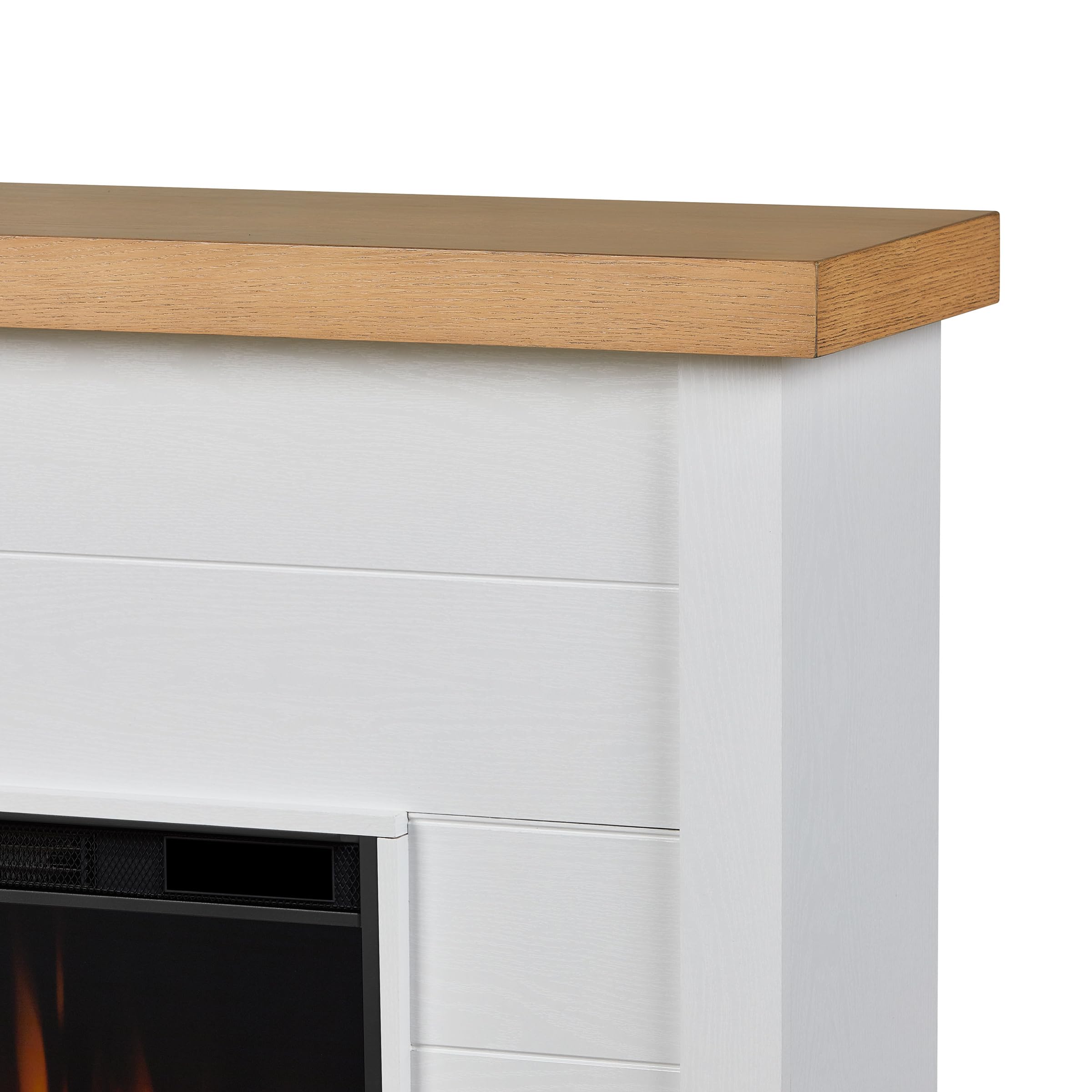 Real Flame Marshall 49" Slim Electric Fireplace with Mantel for Living Room or Bedroom, Replaceable Fireplace Insert Heater, Realistic Log and Flame Effect, Remote Control, White