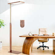 STERREN Vintage LED Floor Lamp, 10500LM Eye-Care Height Adjustable Free-Standing Lamps, 110W Full Spectrum Reading Light for Office, Meeting Room, 2700-5000K, Black Walnut Wood Finish