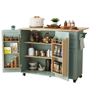 Rolling Kitchen Island with Drop-Leaf & Storage