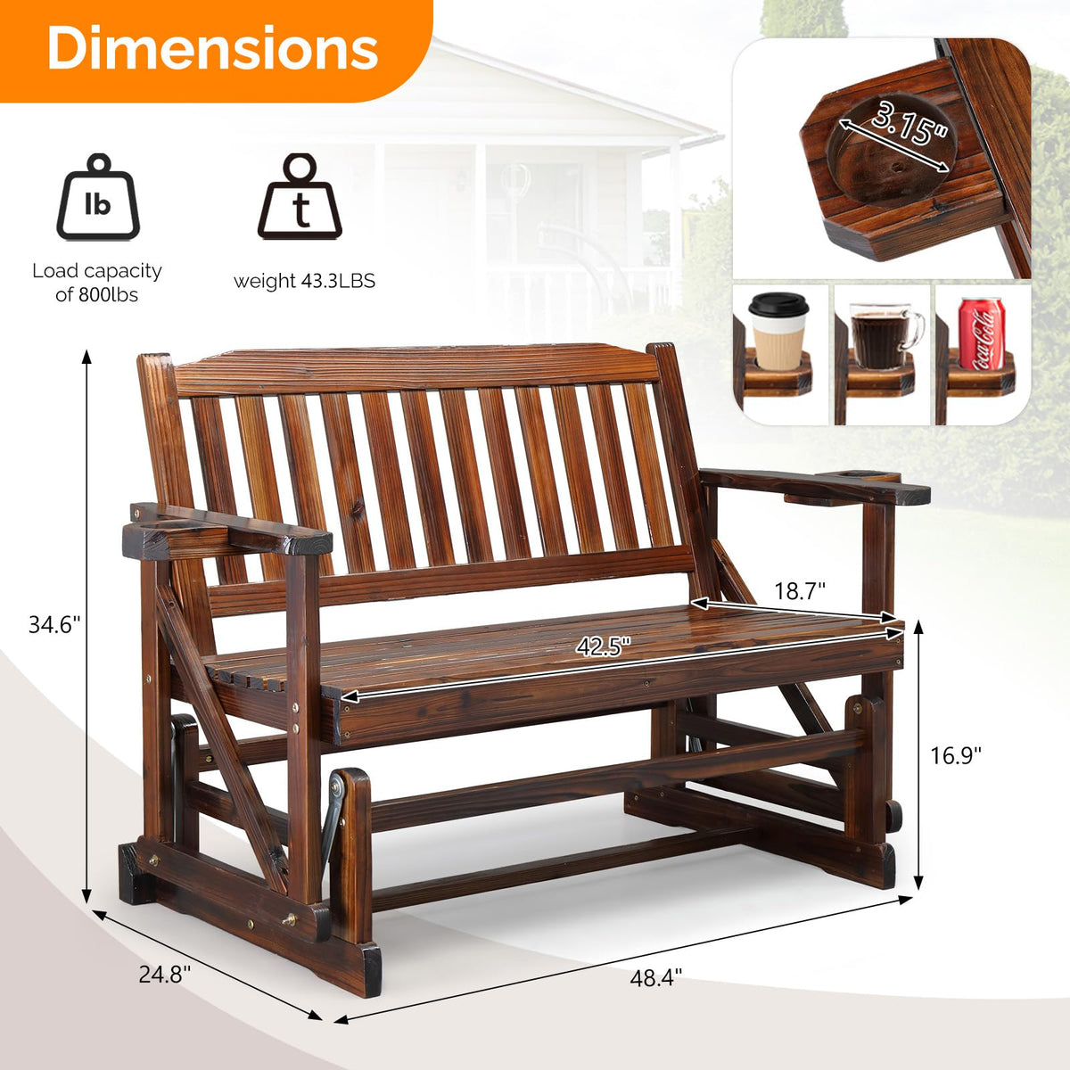 2-Person Outdoor Glider Bench