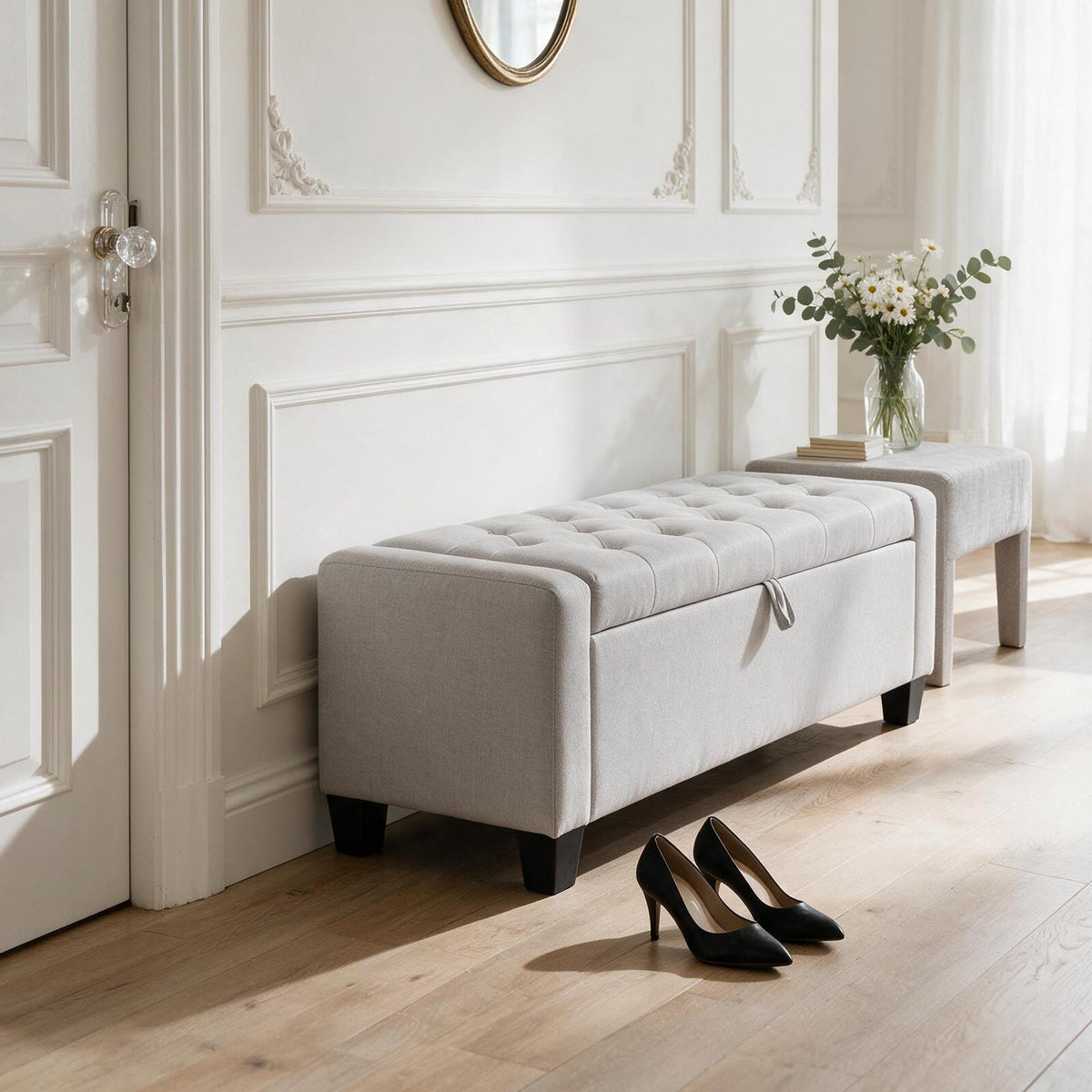 Fromann Upholstered Storage Ottoman Bench for Bedroom Living Room Entryway