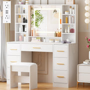 LED Lighted Makeup Vanity Desk with Mirror & Drawers
