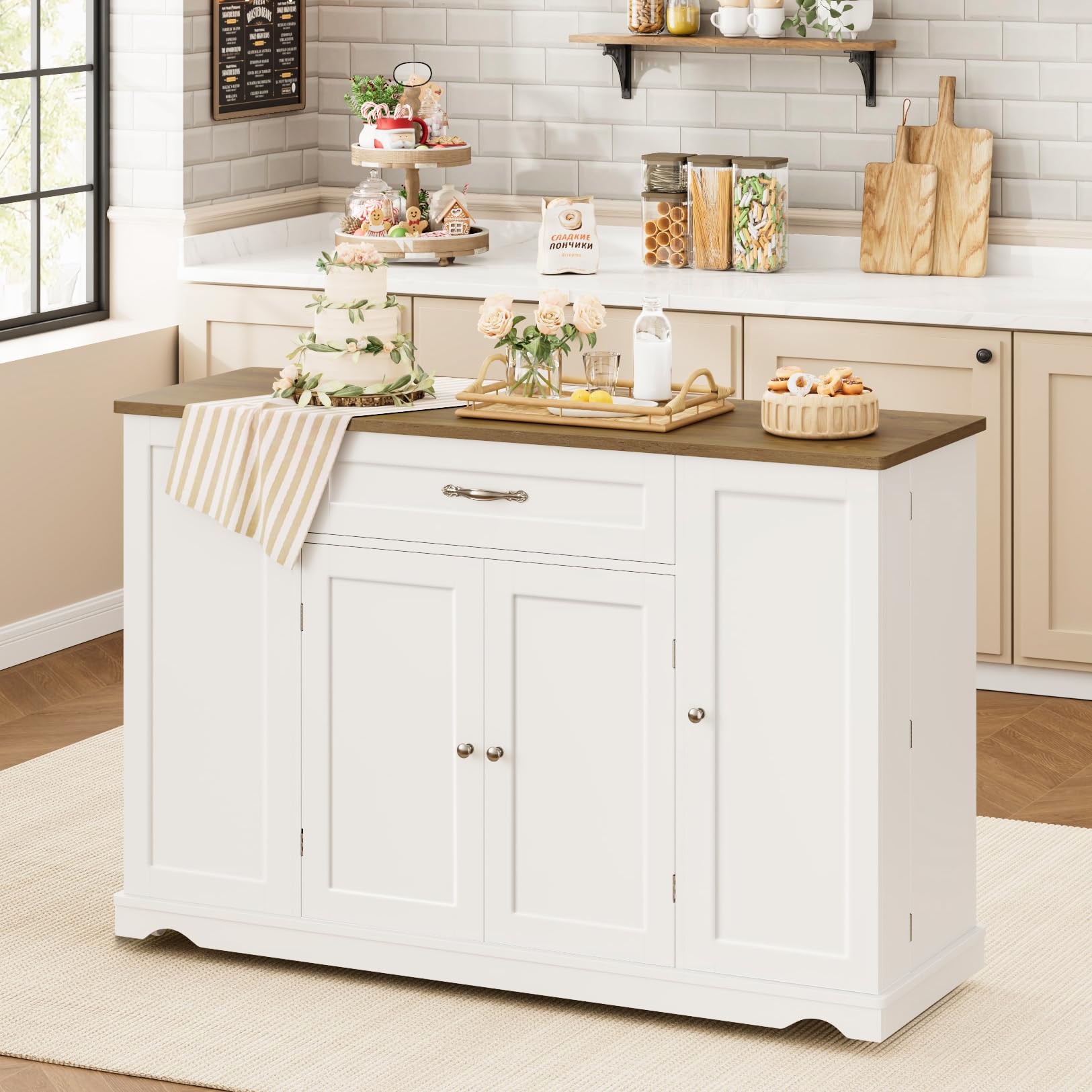 Kitchen Island Cart with Storage on Wheels