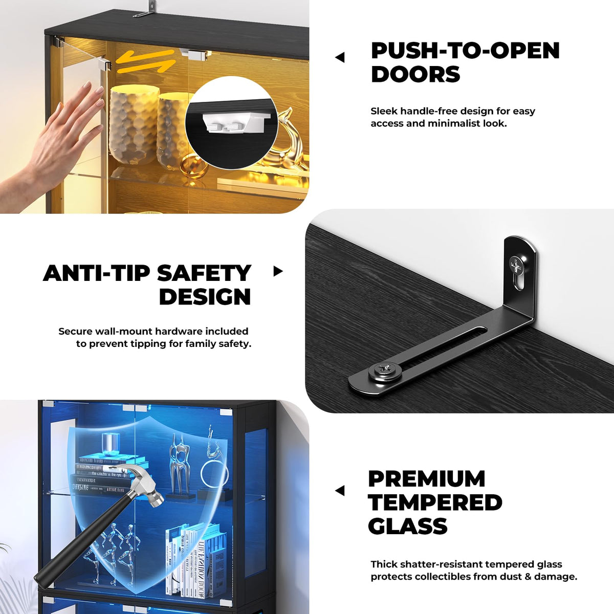 RGB Glass Display Cabinet with Storage
