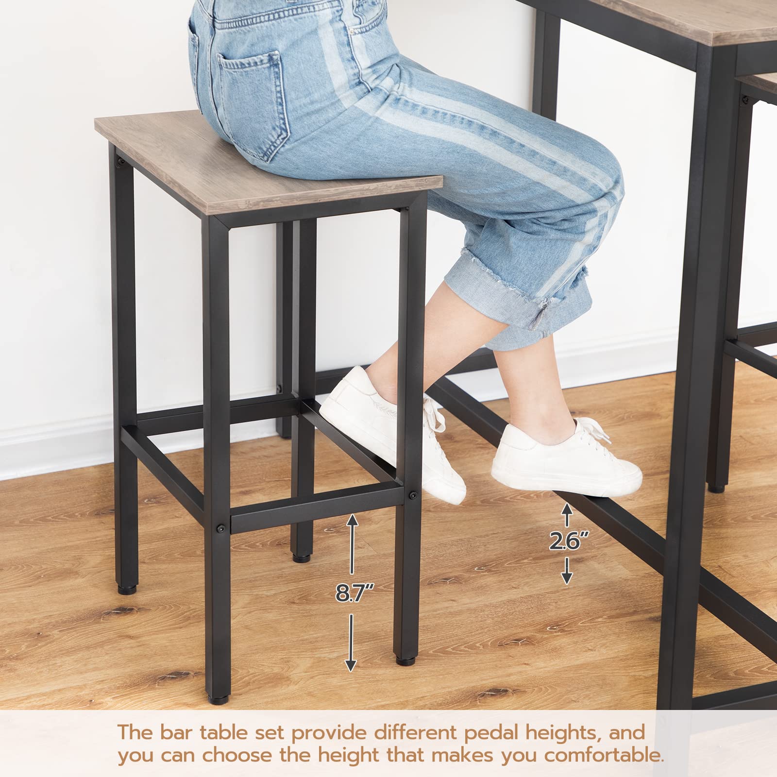 Industrial Bar Table Set with 2 Stools