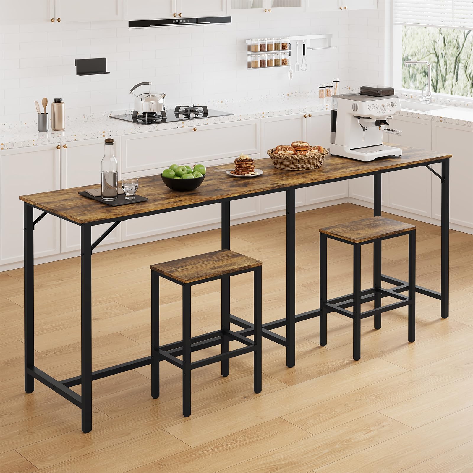 70.9" Bar Table & 2 Stools Set