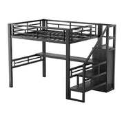 Queen Loft Bed with Desk and Storage