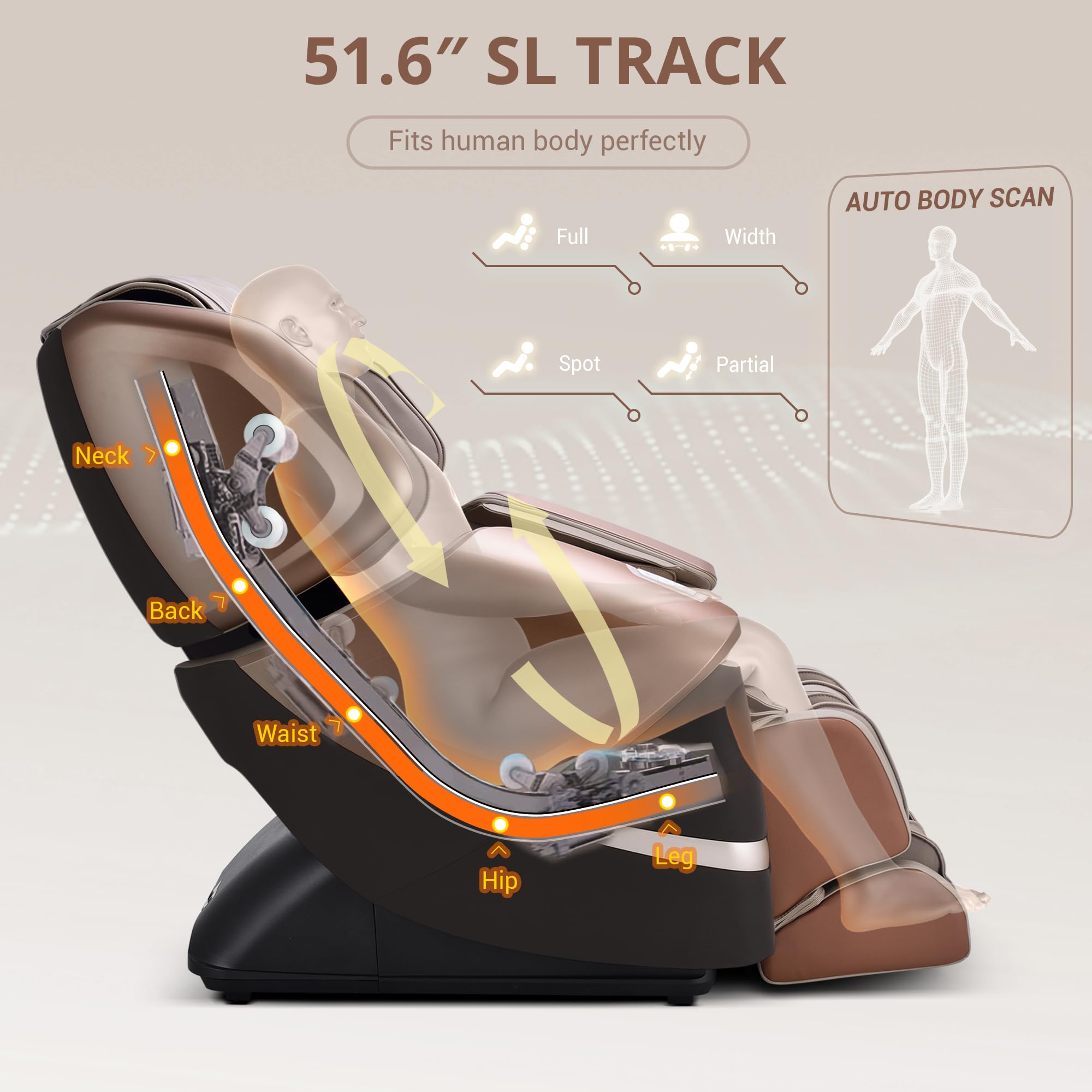 4D Zero Gravity Massage Chair with SL-Track & Bluetooth
