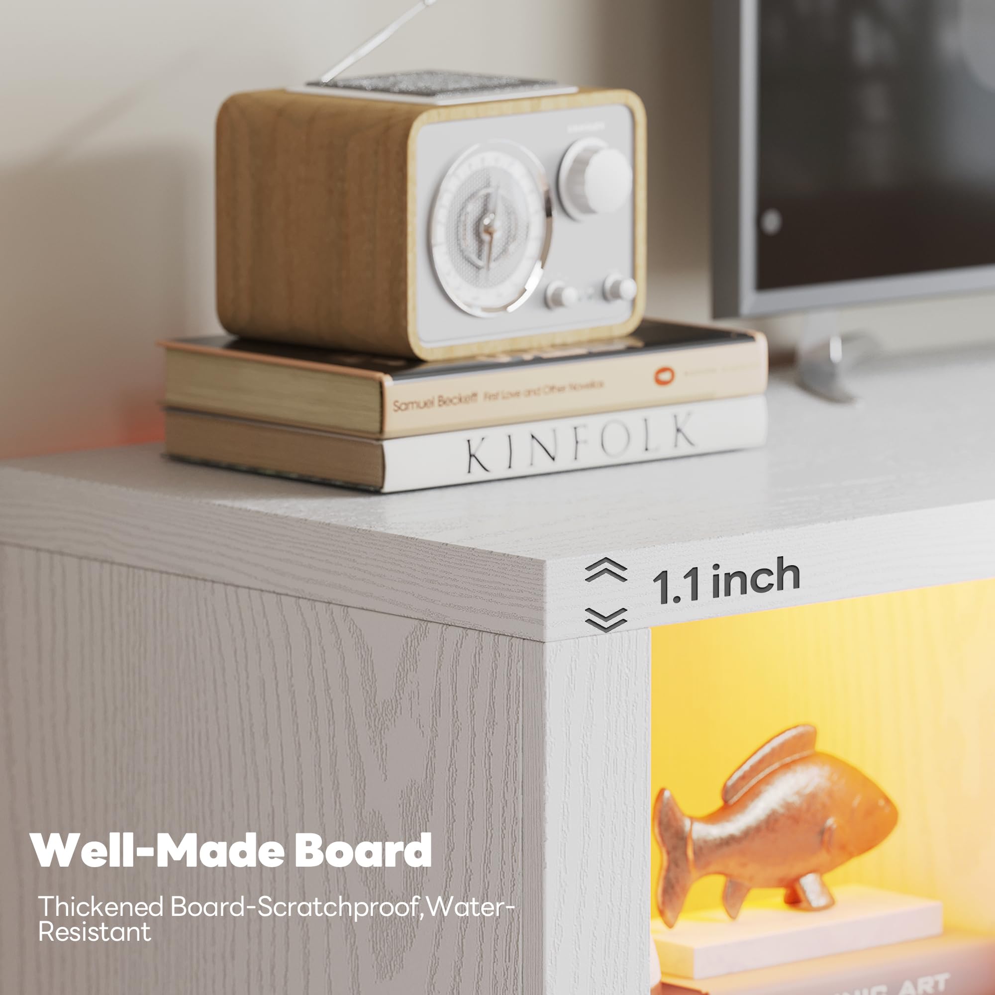 TV Stand with LED Lights & Power Outlet