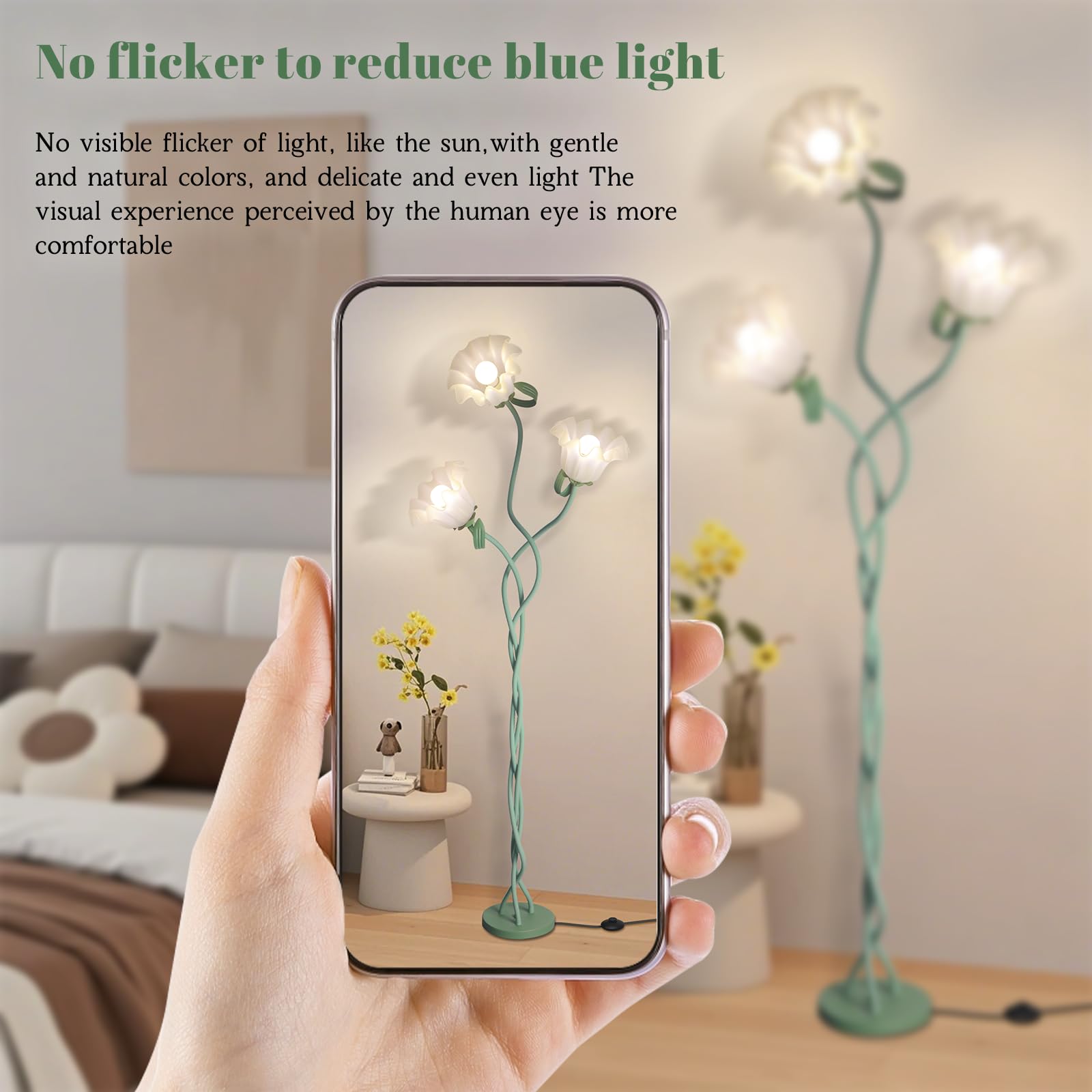 Gooseneck Floor Lamp with 3 Flower Shades