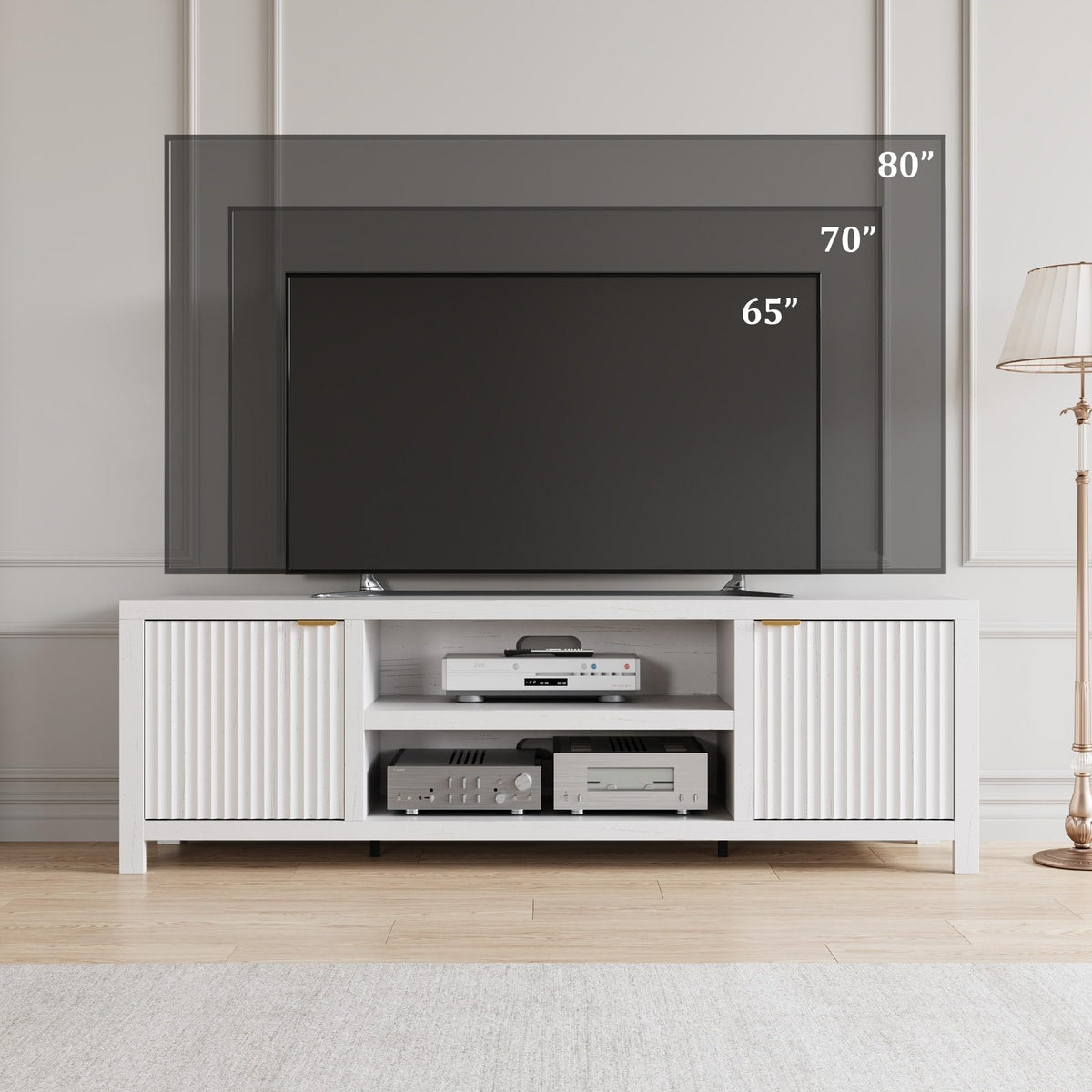 IDEALHOUSE TV Stand for 65-80 Inch TVs, Entertainment Center with Storage