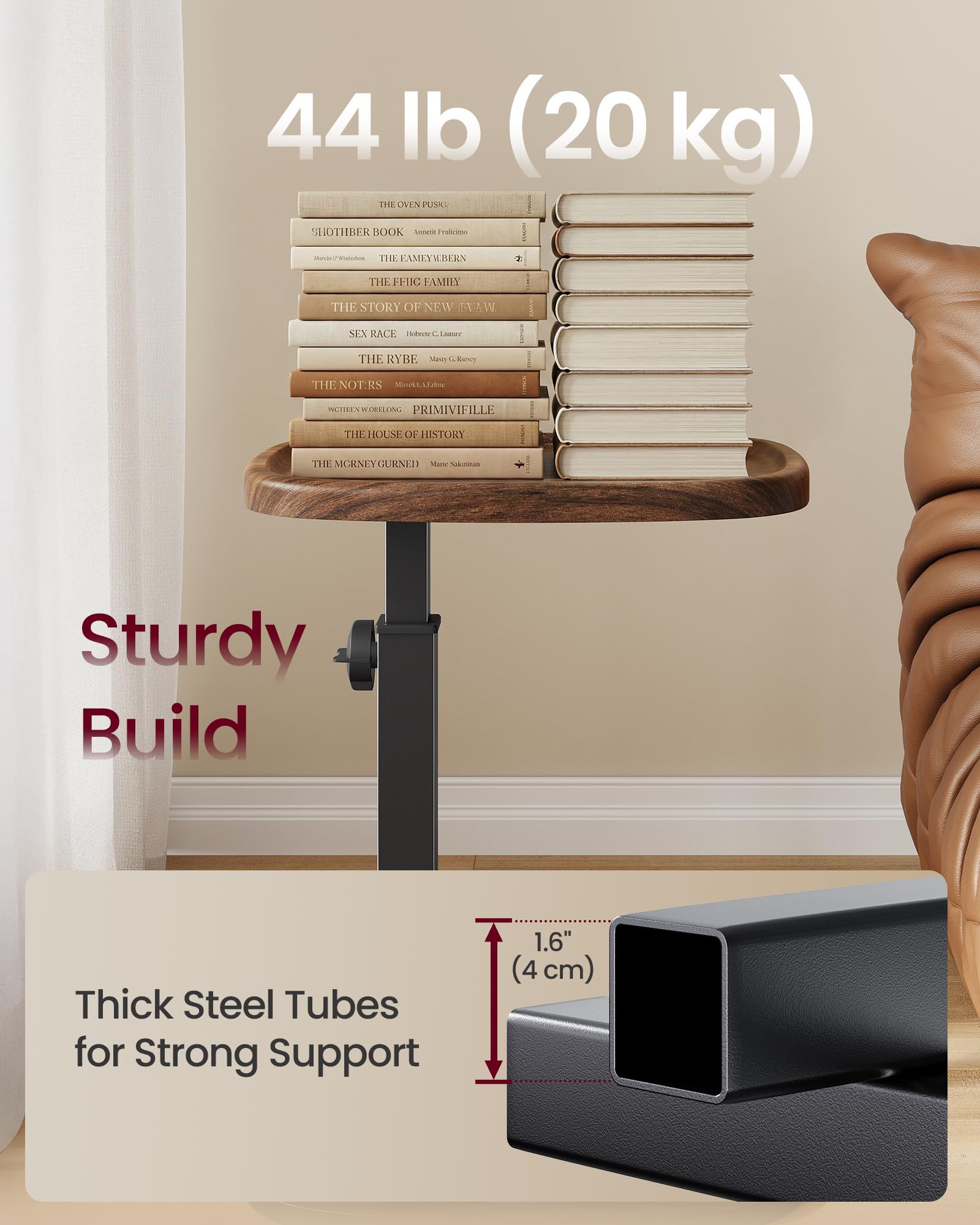 C-Shaped Side Table with Adjustable Height