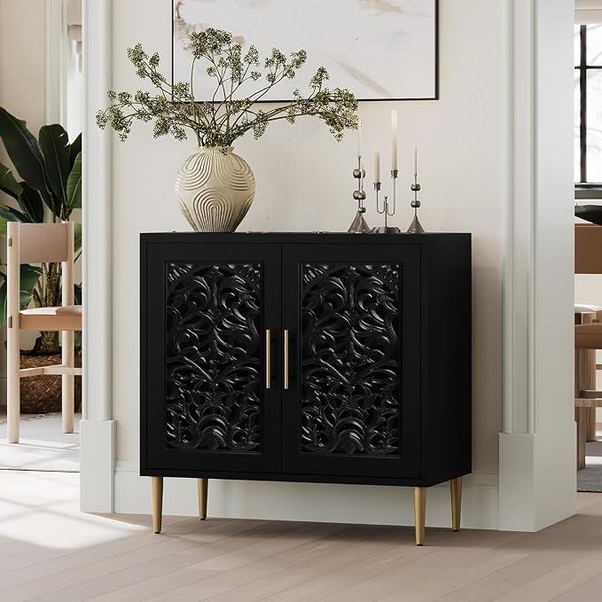 Carved Wood Accent Cabinet