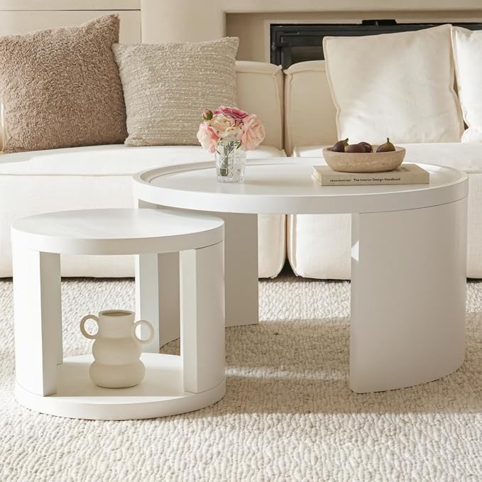 Gray Round Nesting Coffee Table Set