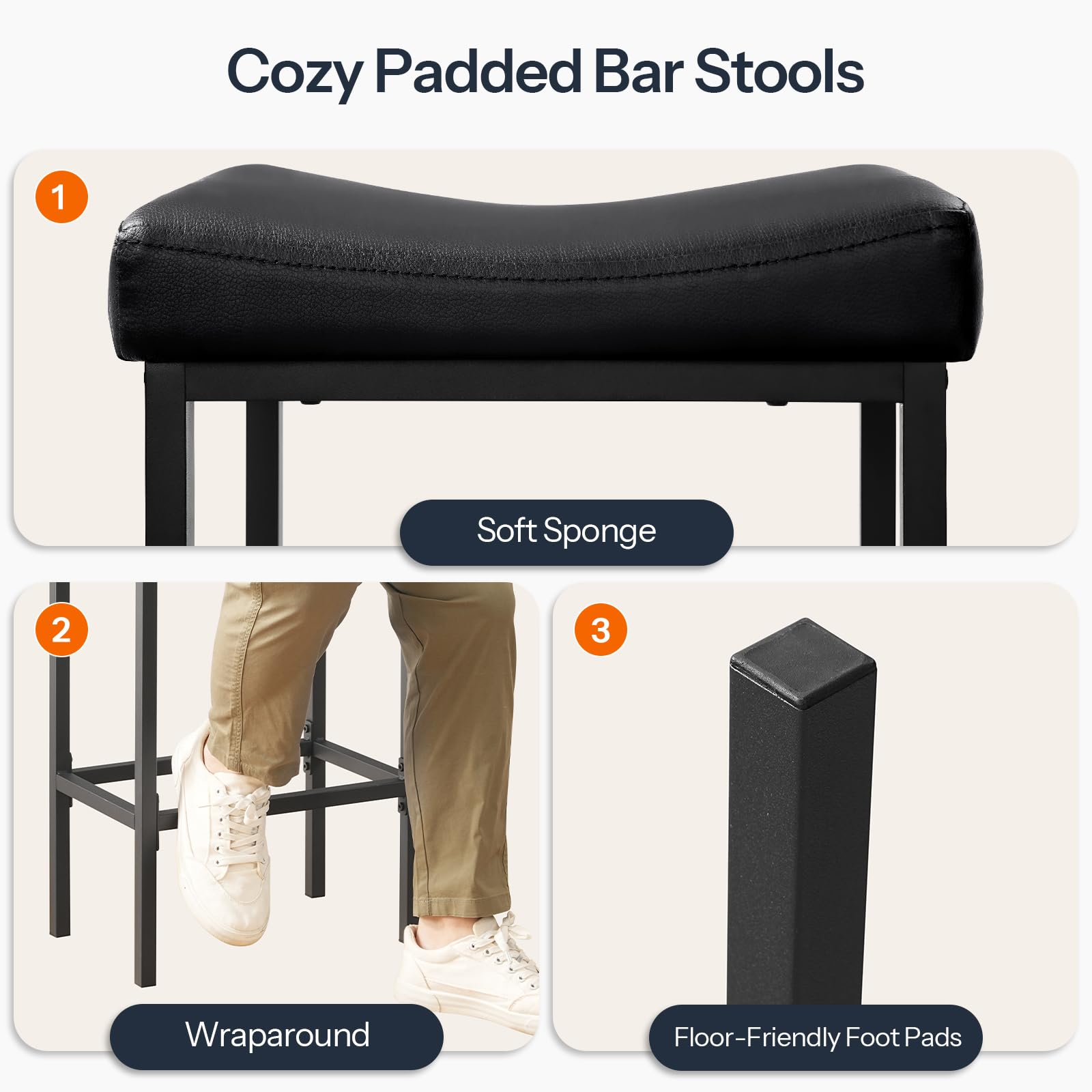 3-Piece Bar Table & Stools Set with Charging Station