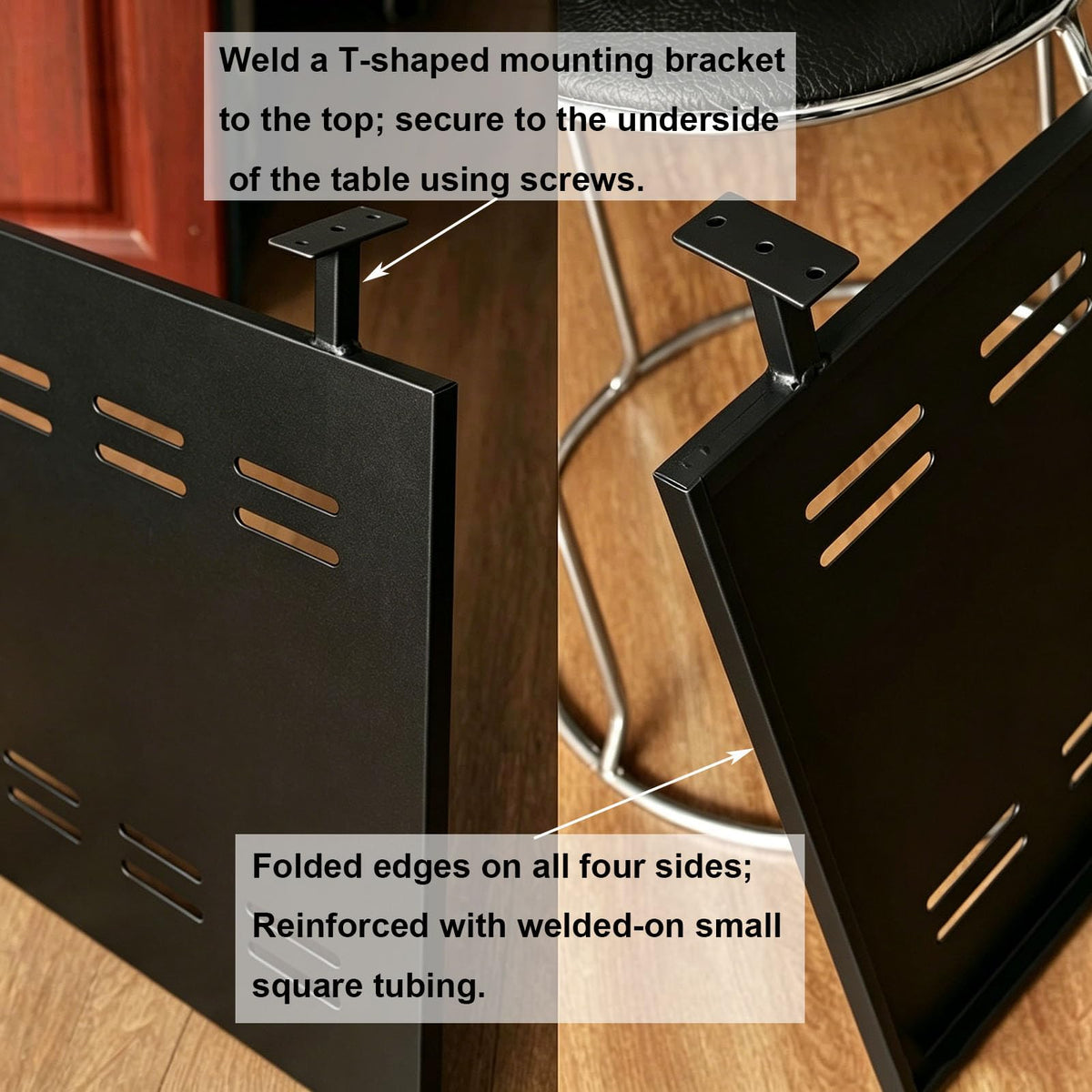 HJLKDYM Under Desk Privacy Panel, Metal Material, 42.5 x 15.8", Black