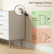 CARPETNAL White Dresser for Bedroom, 6 Drawer Dresser with Wide Drawers and Gold Metal Handles, 47” Wood Dressers & Chests of Drawers for Hallway, Entryway.
