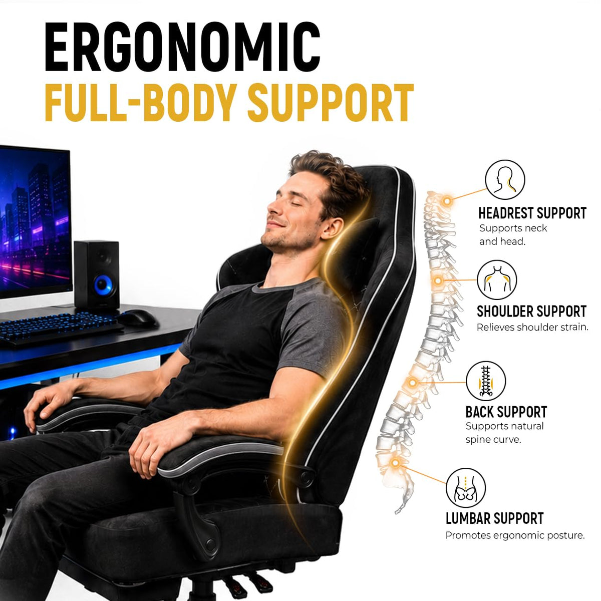 Gaming Chair for Adults with Footrest, Upgraded Ergonomic Chair, 330 lb