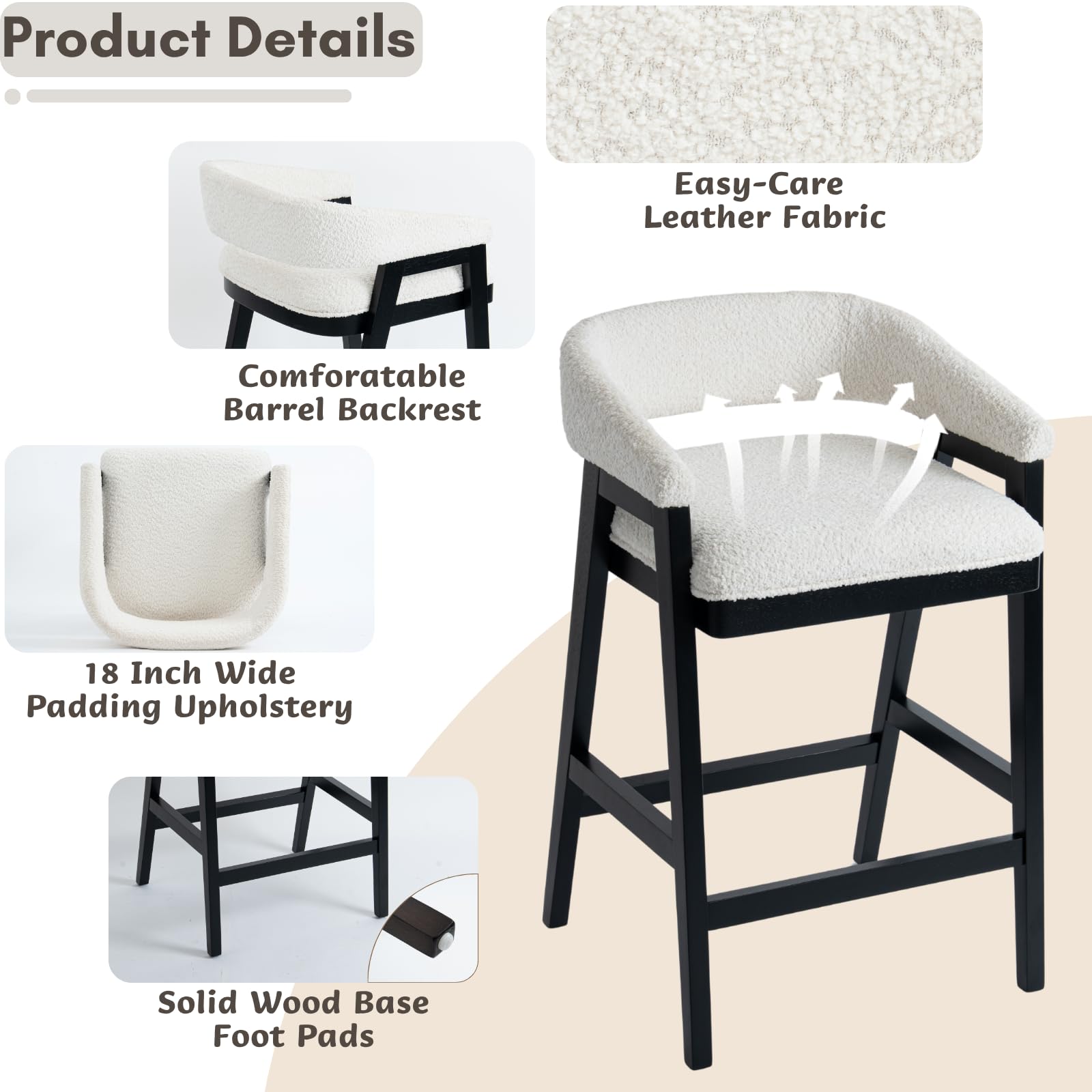 Counter Height Bar Stools with Barrel Back