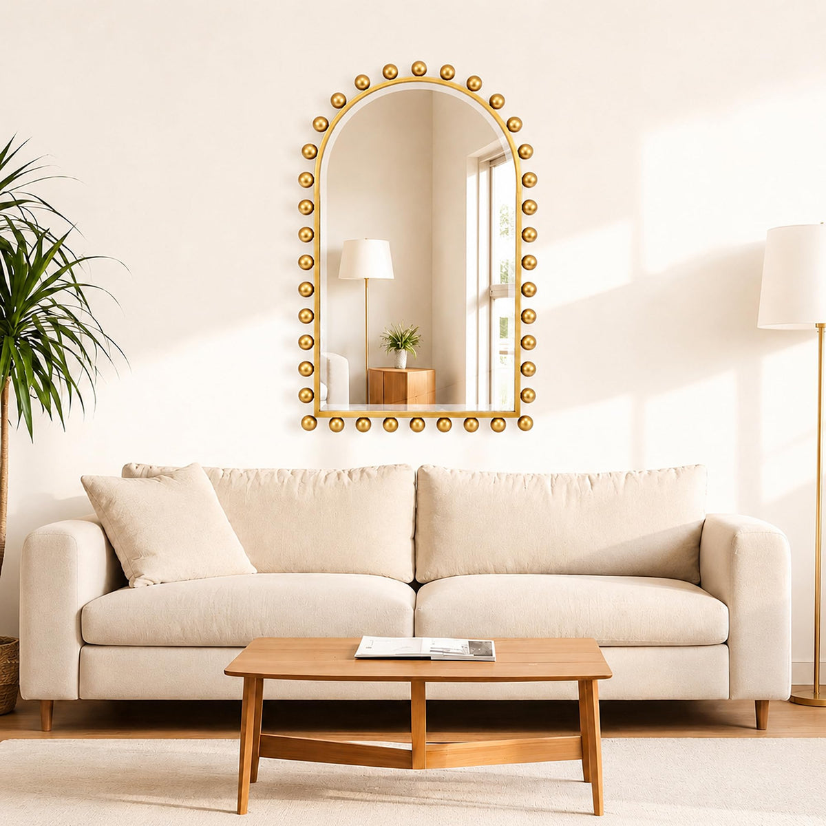 Antique Gold Arched Wall Mirror