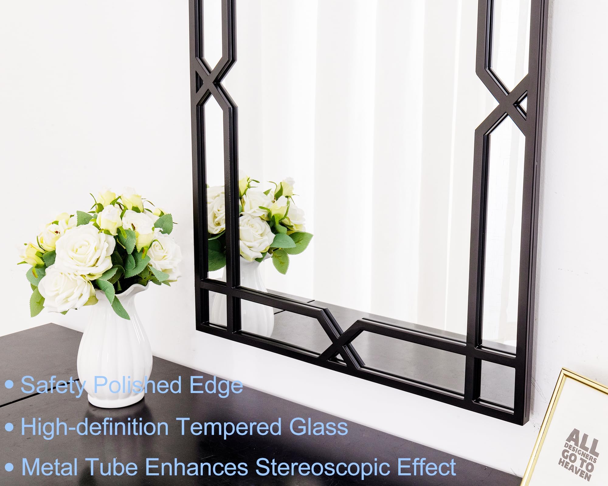 Large Rectangle Wall Mirror – Black Metal Frame