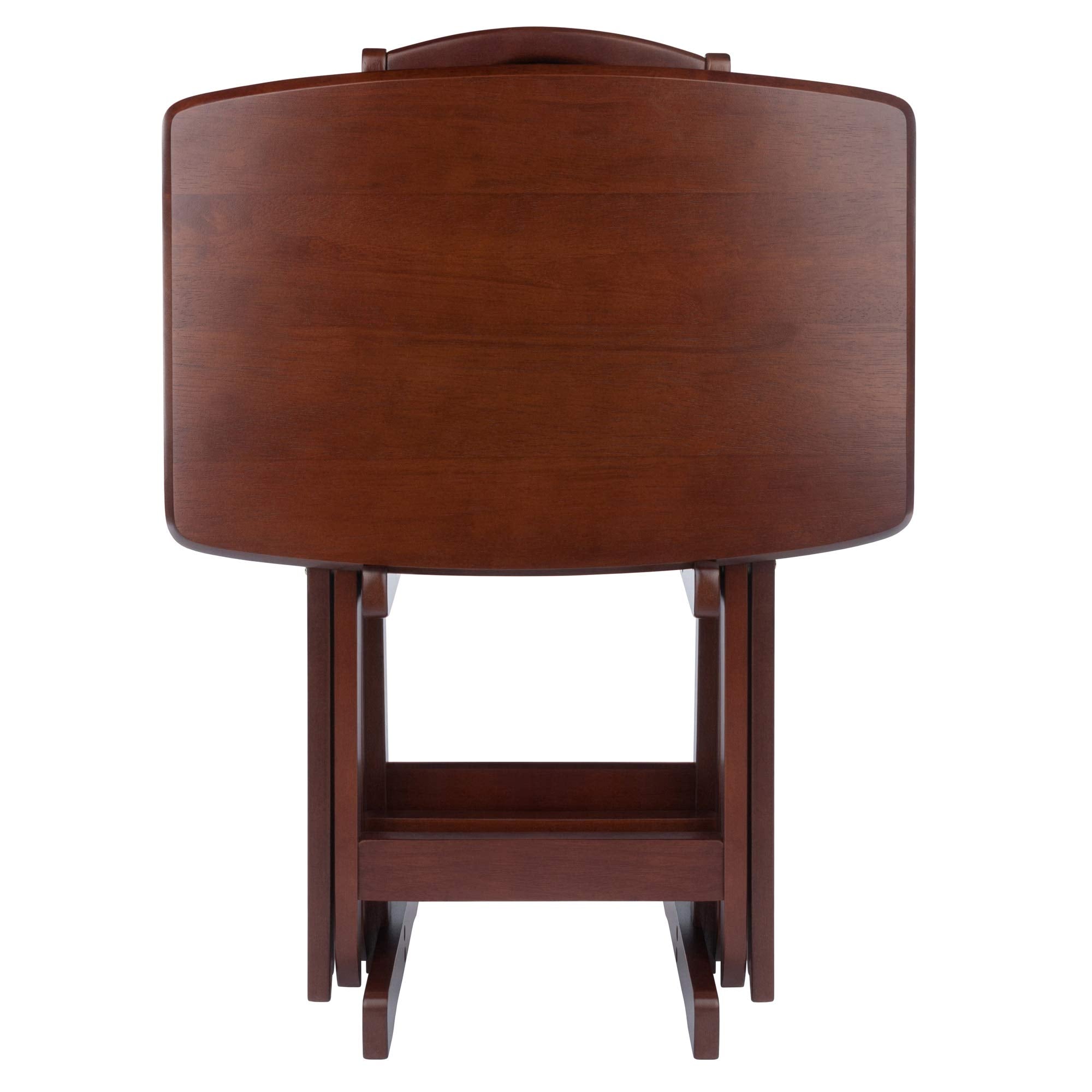 Contemporary Home Living Set of 4 Rich Walnut Oversize Folding Snack Table 25.5"