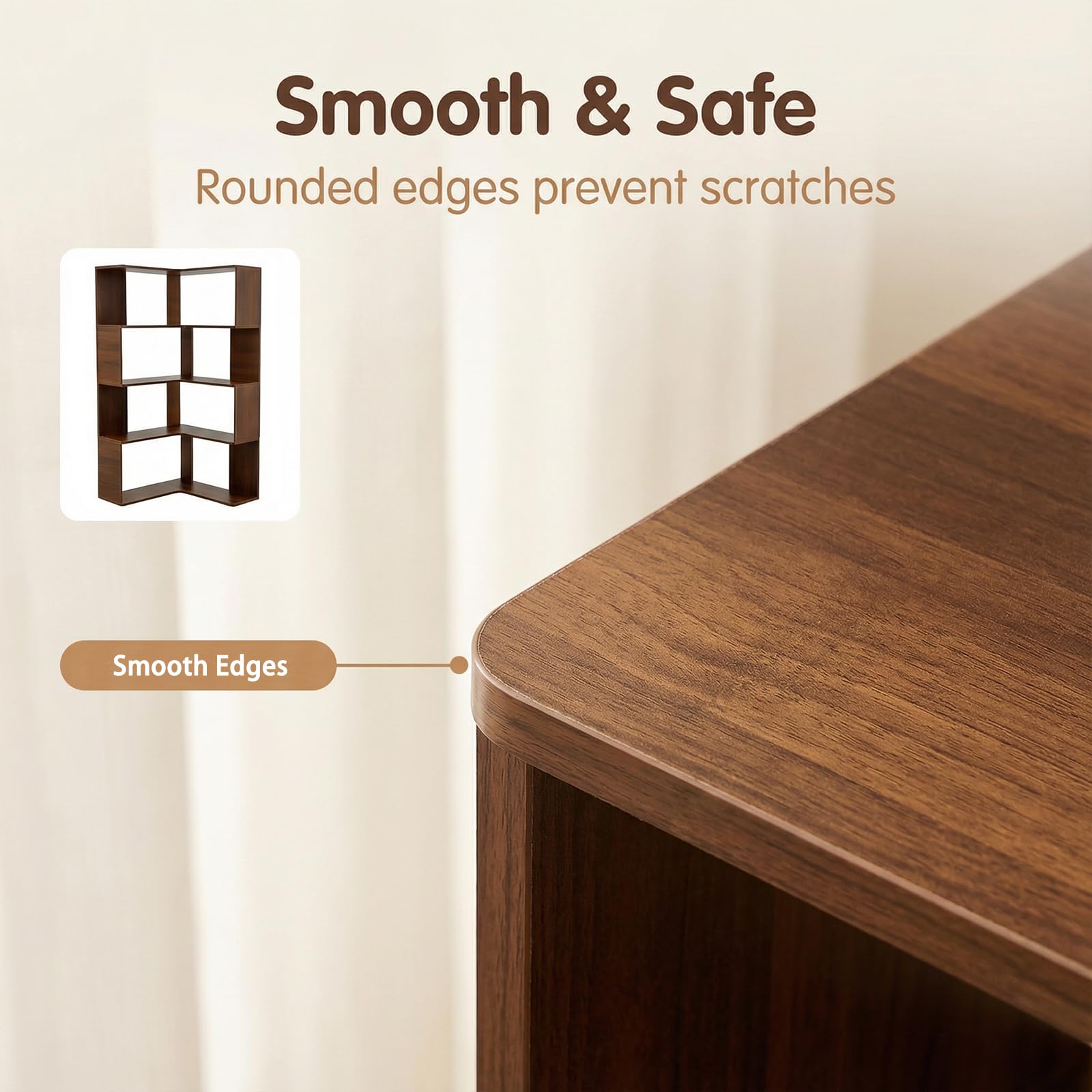 L-Shaped Corner Bookshelf, 6-Tier Open Storage